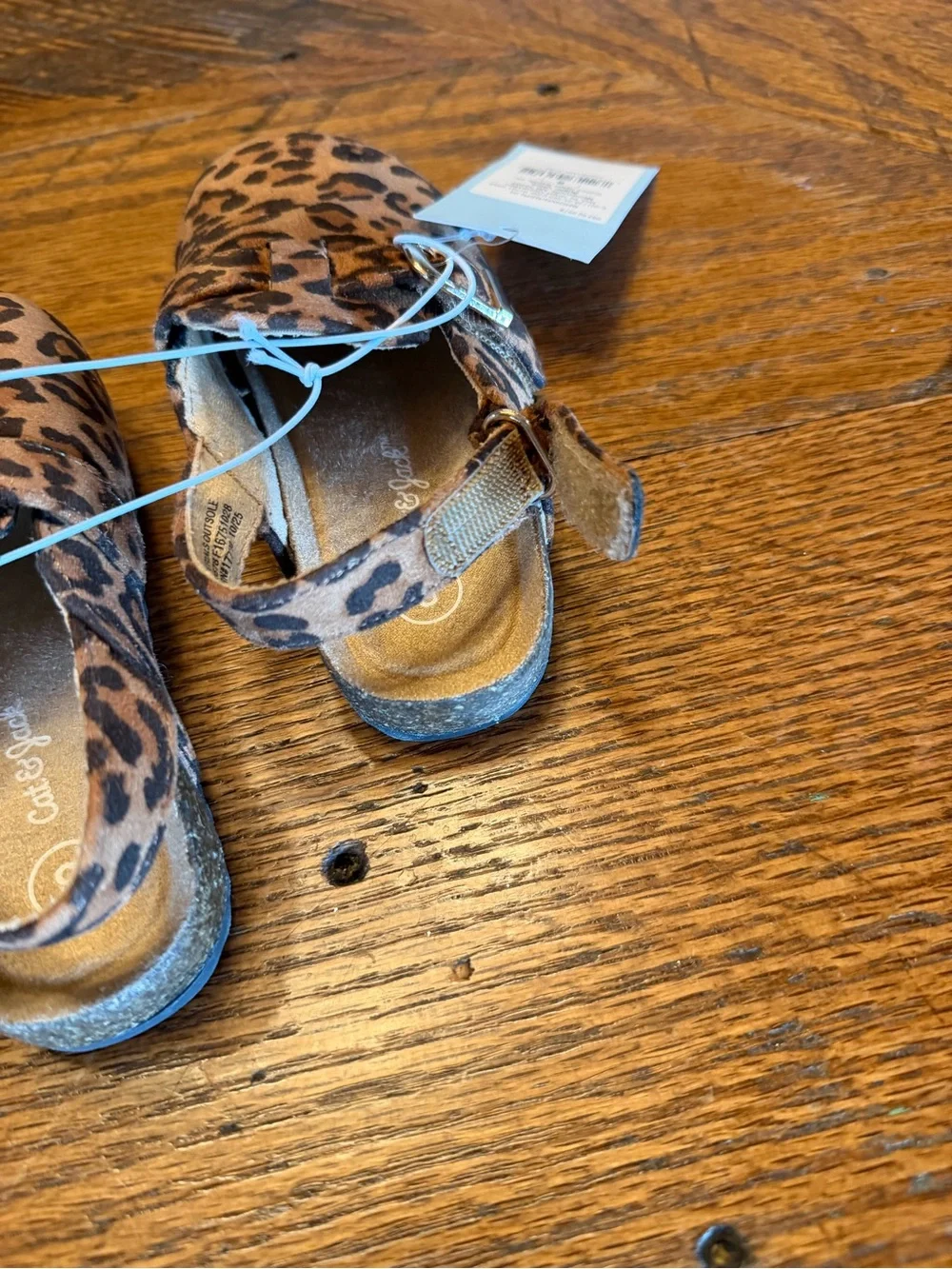 Cat & Jack Girls' Leopard Print Mary Jane Shoes - Brown & Black Sz 8- adjustable